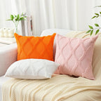 decorUhome Fall Throw Pillow Covers 22x22 Inch Set of 2, Soft Plush Faux Fur Wool Orange Couch Pillow Covers, Decorative Neutral Pillow Cases for Bed Sofa Living Room Home Decor