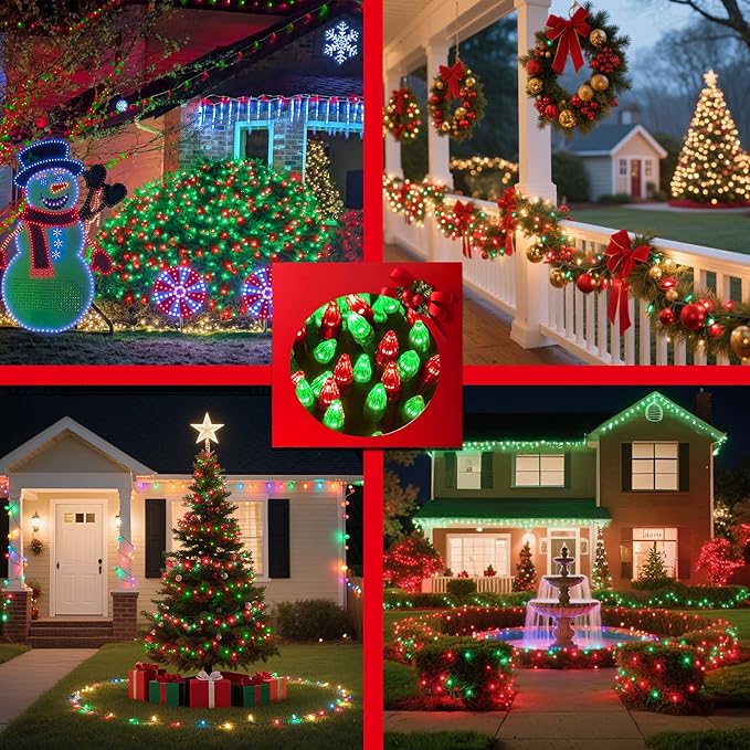 1500 LED 470FT Christmas Lights Outdoor,12 Lighting Modes Christmas String Lights with Timer, Dimmable Red & Green LED StringLights Waterproof for Yard Tree Wedding Party Holiday Red & Green