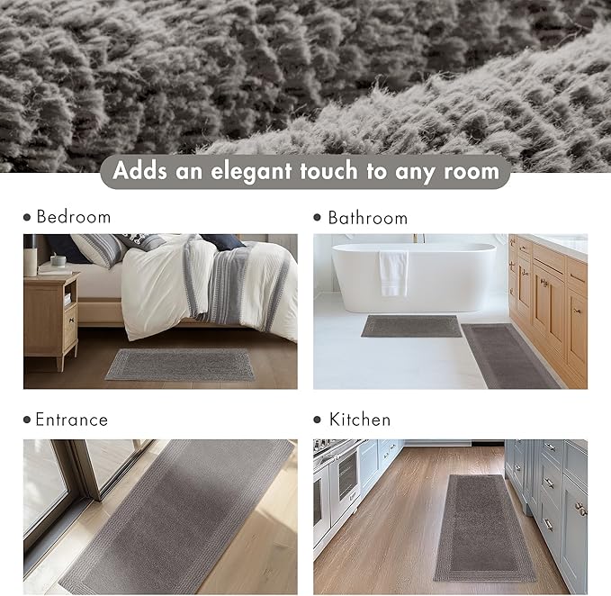Madison Park Splendor Reversible 100% Cotton Tufted Bathroom Rug-3000 GSM Hotel Quality Luxurious Plush Medium Pile Bath Mat Absorbent, Quick Dry, Shower Room Décor, 20x30 Charcoal