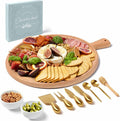 Charcuterie Board Set - Round Solid Wood Cheese Board for Serving with Accessories - House Warming Gifts for New Home, Bridal Shower & Wedding Gift, Birthday Gifts for Women