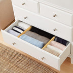 VaeFae 6-Pack Bamboo Drawer Dividers – Adjustable 14"-19.1" (Fits 15"-18" Drawers ONLY), Spring-Loaded Expandable Organizer for Kitchen, Bedroom, Office & Bathroom, MUST MEASURE Before Purchase