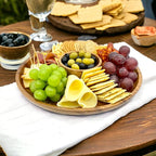 Acacia Wooden Plates – Set of 4, 8” Round Rustic Side Dish & Dessert Plates, Handcrafted Natural Tableware for Appetizers, Snacks, Dining, or Gift