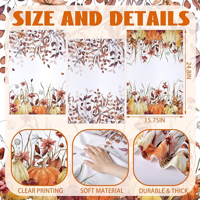 Newwiee 7 Pcs Fall Pumpkin Shower Curtain Sets Vintage Pumpkin Bathroom Set Thanksgiving Bathroom Curtain Shower Set Include Towels Non Slip Rugs Toilet Lid Cover Bath Mat(Fall Pumpkins Leaves)