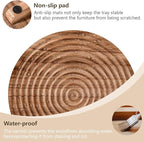 Round Decorative Tray Farmhouse Bathroom Decor Wood Riser Kitchen Countertop Organizer for Perfume, Candle, Plant, 9 inch Browm