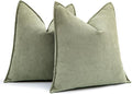 MIULEE Pack of 2 Sage Green Decorative Pillow Covers 16x16 Inch Soft Chenille Luxurious Couch Throw Pillows Farmhouse Cushion Covers with Elegant Design for Sofa Bedroom Living Room Home Decor