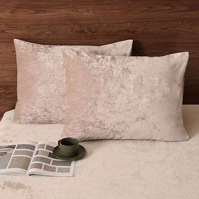 PHF Truly Velvet Pillowcases Standard Size, No Insert, 2 Pack Ultra Soft Breathable Pillow Shams Covers with Envelope Closure, 20" X 26" Luxury Cozy Warm Fuzzy Flannel, Rose Pink