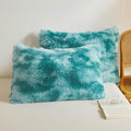 XeGe Tie Dye Faux Fur Fluffy Throw Pillow Cases, Plush Shaggy Soft Furry Pillowcases, 20x36 Velvet Fuzzy Decorative Pillow Covers for Bed Couch Zipper Closure, Set of 2(King, Tie Dye Teal Green)