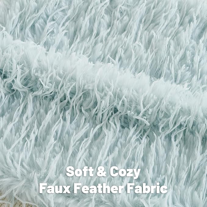 FUTEI Light Blue Decorative Throw Pillow Covers 22x22 Inch Set of 2,Soft Fluffy Faux Feather Texture Cushion Cases,Modern Home Luxury Decor for Couch Bed Living Room