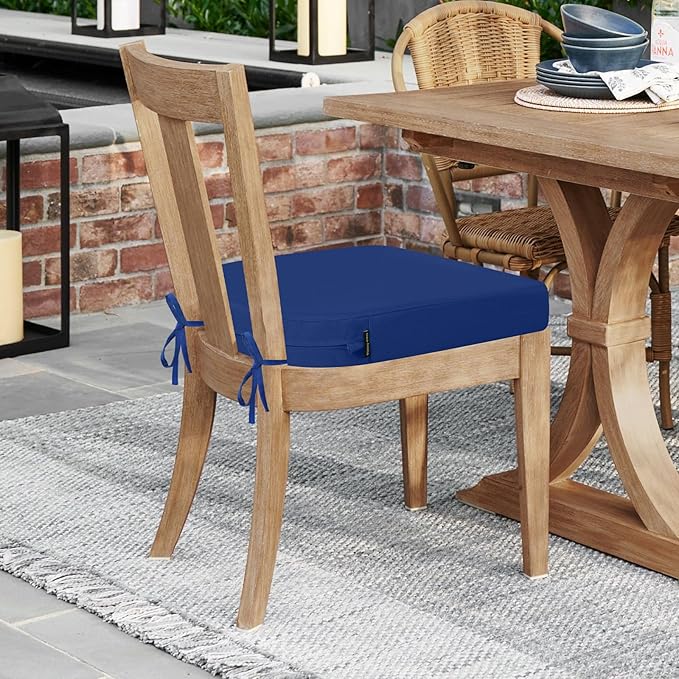 idee-home Outdoor Chair Cushions Set of 2, Thick 19" x 19" x 3" Outdoor Seat Cushions Patio Furniture Waterproof with Ties, Dining Pads