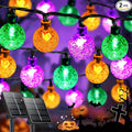 2-Pack 100 LED Purple Orange and Green Solar Halloween Lights Outdoor - 64FT Crystal Globe Waterproof Solar String Lights with 8 Lighting Modes for Halloween Decorations, Garden, Patio, Party, Porch