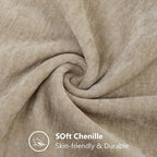 decorUhome Chenille Beige Throw Pillow Covers 12x20 Inch Set of 2, Decorative Soft Couch Pillow Covers Solid Dyed Accent Velvet Farmhouse Neutral Rectangle Pillow Cases for Sofa Bed Living Room