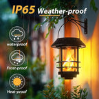 Otdair Solar Lanterns Outdoor Waterproof, 4 Pack Flickering Flames Wall Garden Decor with Glass Shade, Hanging Solar Lights Wall Mount Decorations for Halloween, Front Porch, Patio, Yard