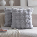 Neelvin Gray Faux Fur Cozy Soft Double-Sided Decorative Throw Pillow Covers 18x18 inch Set of 2,Velvet Pillowcase Cushion Case for Sofa Couch