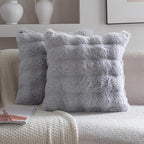 Neelvin Gray Faux Fur Cozy Soft Double-Sided Decorative Throw Pillow Covers 22x22 inch Set of 2,Velvet Pillowcase Cushion Case for Sofa Couch