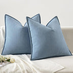 MIULEE Pack of 2 Light Blue Decorative Pillow Covers 22x22 Inch Soft Chenille Luxurious Couch Throw Pillows Farmhouse Cushion Covers Euro Shams with Elegant Design for Sofa Bed Living Room Home Decor