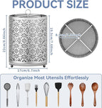 Extra Large Utensil Holder - 360° Rotating Cooking Utensils Caddy Countertop Organizer with Instant-Dry and Removable Base for Kitchen Tools