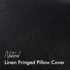 Woaboy Decorative Linen Fringe Throw Pillow Covers Boho Farmhouse Soft Euro Accent Pillowcases with Tassels for Bed Living Room Couch Sofa Bedroom,24x24 Inch Set of 2,Black
