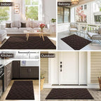 hicorfe Front Door Mat Outside Entrance,36"x59" Absorbent Muddy Dirt Resist Welcome Door Mats Outdoor Indoor,Stain and Fade Resistant,Non Slip Backing Entry Mat Doormat for Entryway(Coffee)
