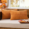 MIULEE Fall Burnt Orange Corduroy Pillow Covers Pack of 2 Boho Decorative Spliced Throw Pillows Soft Pillowcases Cross Patchwork Textured Covers Home Decor for Couch Living Room Bed Sofa 12x20 inch