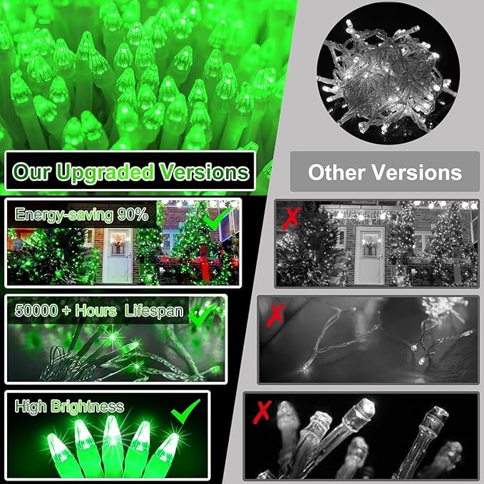 340 LED 90FT Christmas String Lights Outdoor, 12 Pro Modes and Timer Memory & Brightness, Plug in Outdoor Waterproof Clear Wire Twinkle Light for for Xmas Yard Tree Wedding Party Decor (Green)
