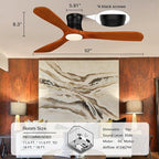 Smart 52” Wood Flush Mount Ceiling Fans with Lights Remote,Quiet DC Motor,Outdoor Indoor Low Profile Ceiling Fan,Voice Contorl with WIFI Alexa App Control,Modern fan for Bedroom Patio