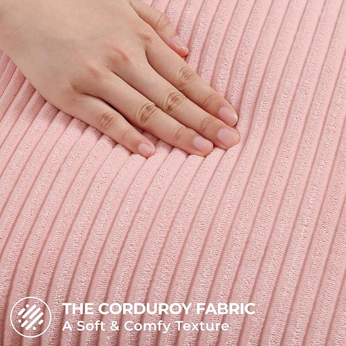Mecatny Corduroy Decorative Throw Pillow Covers 20x20 Set of 2 for Sofa Living Room, Soft Neutral Boho Couch Pillow Covers for Home Decor, Pink