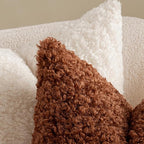 MIULEE Pack of 2 Fall Throw Pillow Covers 20x20 Inch Neutral Rust Faux Fur Decorative Sherpa Pillow Covers Fuzzy Accent Soft Sheepskin Fleece Cushion Cases for Boho Home Decor Couch Living Room Bed