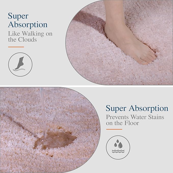 Walensee Bathroom Rug Non Slip Bath Mat (16 x 24, Dusty Pink) Water Absorbent Soft Microfiber Shaggy Mat Machine Washable Thick Plush Rug for Shower