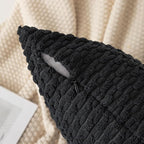 Kevin Textile Rectangle Throw Pillow Covers Ultra Soft Striped Corduroy Solid Cushion Covers Oblong Throw Pillowcases for Lumbar 12 x 20 inch Black