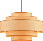 Farmhouse 26" Large Drum Rattan Chandelier 6-Lights Vintage Boho Rattan Chandelier Retro Vintage Bamboo Drum Chandeliers for Dining Room, Kitchen Island, Living Room, Bedroom