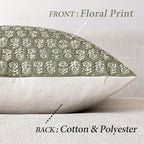 Foindtower Set of 2 Decorative Vintage Floral Print Throw Pillow Covers Neutral Modern Farmhouse Cushion Covers Boho Home Decor for Sofa Couch Chair Bedroom Living Room,22×22 Inch,Sage Green