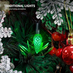WATERGLIDE C6 Christmas Lights, 33ft 100 LED Faceted String Lights Green Wire Fairy Lights with 29V Safe Adaptor, 8 Lighting Mode, Waterproof for Indoor Outdoor Patio Xmas Tree Party Decor, Green