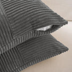Fancy Homi 2 Packs Dark Gray Euro Decorative Throw Pillow Covers 26x26 Inch for Couch Bed Sofa, Rustic Farmhouse Boho Home Decor, Soft Corss Corduroy Patchwork Textured Square Cushion Case 66x66 cm