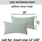 Home Brilliant Sage Green Lumbar Spring Pillow Cover Corduroy Plush Velvet Oblong Decorative Rectangle Pillowcases for Bed Couch Sofa Decor, Set of 2, 12 x 20 inches(30x50cm), Mint