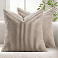 MIULEE Pack of 2 Corduroy Soft Soild Decorative Square Throw Pillow Covers Cushion Cases Pillowcases for Sofa Bedroom Car 18 x 18 Inch 45 x 45 Cm Light Brown