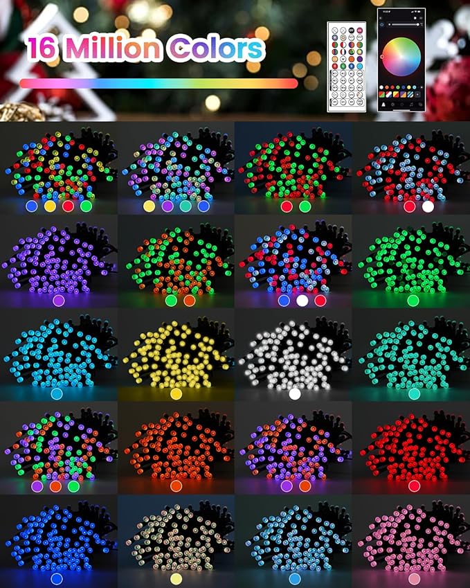 Smart Color Changing Christmas String Lights, 2Pack 164FT 400LED App Control RGB LED String Lights with Remote & Timer, Waterproof Twinkle Christmas Tree Lights Indoor Outdoor Holiday Xmas Tree Decor