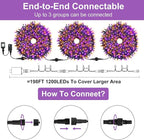 echosari Connectable 400 LED Halloween String Lights, Motion Sensor Scary Sound 66Ft Orange and Purple Halloween Lights Outdoor Waterproof 4 Sound Effects for Yard Party Tree Decor