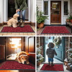 Smiry Welcome Door Mat Outside Entrance, Heavy Duty Trap Dirt and Moisture Easy Clean Low Profile Patio Porch Indoor Outdoor Front Doormat for Entry, 29.5x17 Inch, Burgundy/Welcome