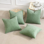 MIULEE Boho Farmhouse Throw Pillow Covers 18x18 Inch Set of 4 Mordern Nordic Cushion Covers Soft Corduroy Home Decor for Couch Bed Sofa Living Room Sage Green