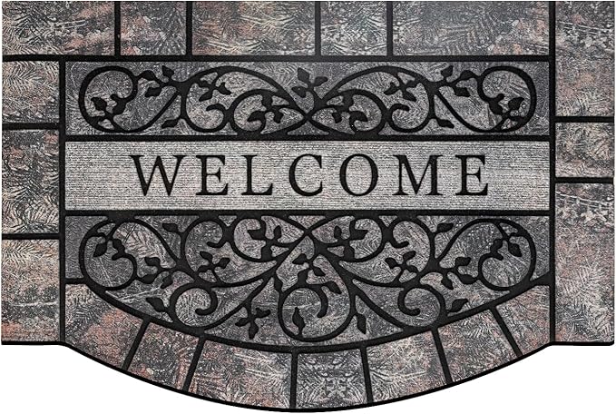 Door Mat Welcome Mat, Heavy Duty Door Mat 23.6 x 35.4 Inch Front Door Rug Doormat for Outdoor Entrance Home Non-Slip Rubber Rug for Front Door, Outside, Entryway, Patio (Grey Welcome)