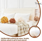Uvvyui Knot Pillow Ball, Soft Home Decorative Pillows, Round Throw Pillow, Handmade Knotted Plush Pillow, Round Boucle Pillow Cushion (14 Inches Caramel)