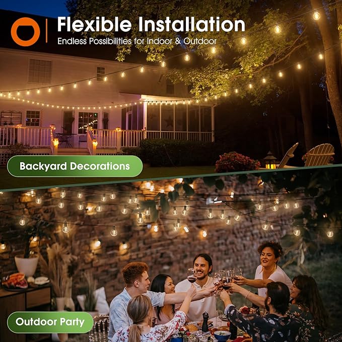 addlon 200FT(2 Pack*100FT) Solar String Lights Outdoor Waterproof with Remote, Dimmable Commercial Grade Solar Powered String Lights with 108 LED Bulbs, Hanging Light for Backyard Party Decor