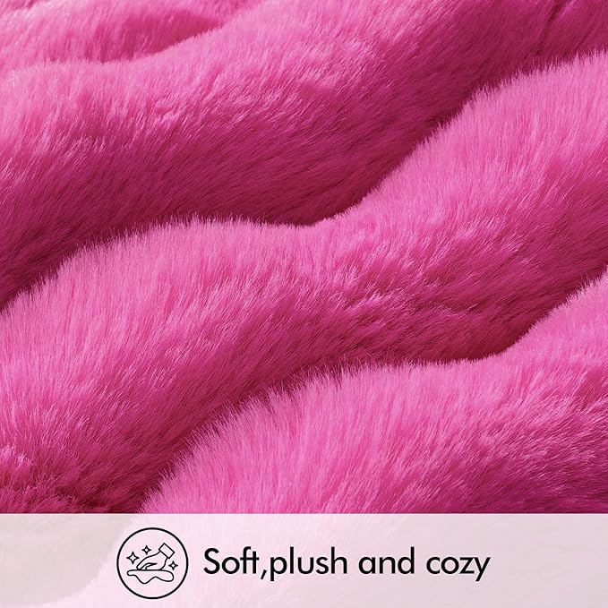 MIULEE Pack of 2 Decorative Pillow Covers Thick Soft Plush Faux Fur Throw Pillows Luxury Home Decor for Couch Bedroom Living Room Sofa,18x18 Inch Hot Pink