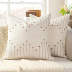 YCOLL Boho Throw Pillow Covers 18x18 Set of 2 Neutral Woven Decorative Pillowcases Cotton Tufted Couch Pillows Modern Farmhouse Accent Cushion Covers for Sofa Couch Bed Living Room Home Decor, Khaki