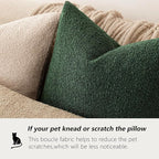 Foindtower Set of 2, Decorative Textured Boucle Throw Pillow Covers Accent Solid Pillow Cases Neutral Cozy Couch Cushion Case for Chair Sofa Bedroom Living Room Home Decor 24x24 Inch Pine Green