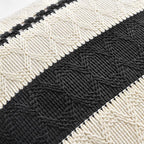 Fancy Homi Set of 2 Boho Black Decorative Throw Pillow Cover 18x18 Inch for Couch Bed Sofa, Aesthetic Modern Organic Farmhouse Home Decor, Soft Cotton Cute Accent Macrame Woven Cushion Case