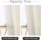 KGORGE Natural Linen Shower Curtain for Bathroom - Linen Blend Button Hole Semi Sheer Lightweight Waterproof Shower Curtains for Bathtub, 36 x 72 inches Long, Hooks Included