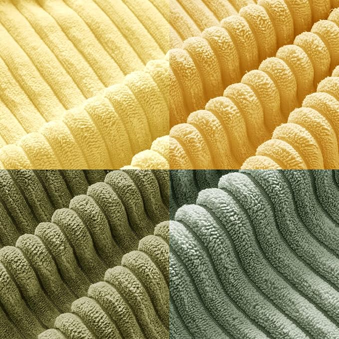 MIULEE Boho Farmhouse Yellow Green Throw Pillow Covers 20x20 Inch Set of 4 Mordern Nordic Cushion Covers Soft Corduroy Home Decor for Couch Bed Sofa Living Room