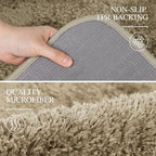 Walensee Contour Rug (20x24, Sand) Non Slip Bath Mat for Bathroom - Water Absorbent Soft Microfiber Shaggy Mat - Machine Washable - U Shape Toilet Rug