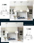 TENGXIN 6 Inch Mini Hanging Light for Kitchen Island,Kitchen Pendant Lighting Over Island,Brushed Nickel Finished Blue Glass Pendant Light,Farmhouse Pendant Light for Dining Room